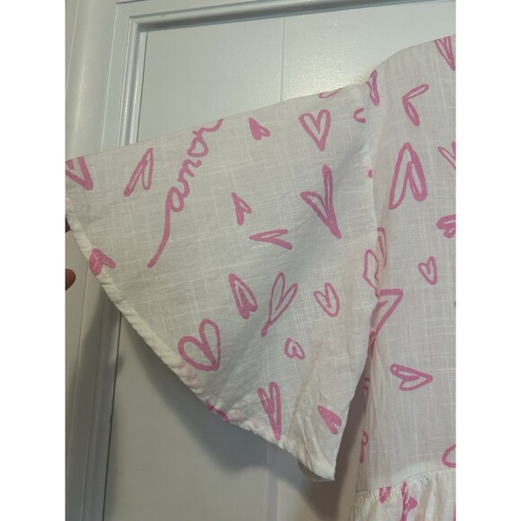 Petal and Pup Maggie Elias Dress Size Large Pink Hearts Babydoll Flutter Sleeve - Picture 3 of 5